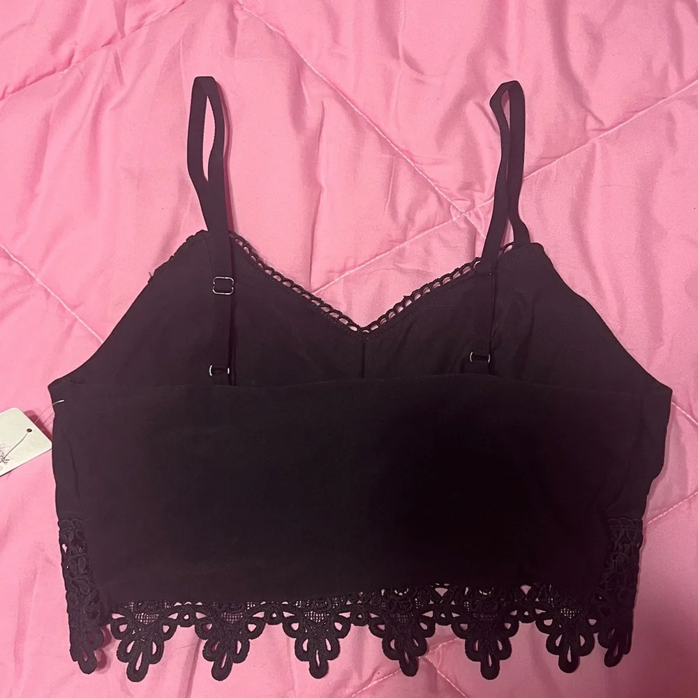 Mudd Black Crochet Bralette Adjustable Straps NWT - Picture 8 of 11